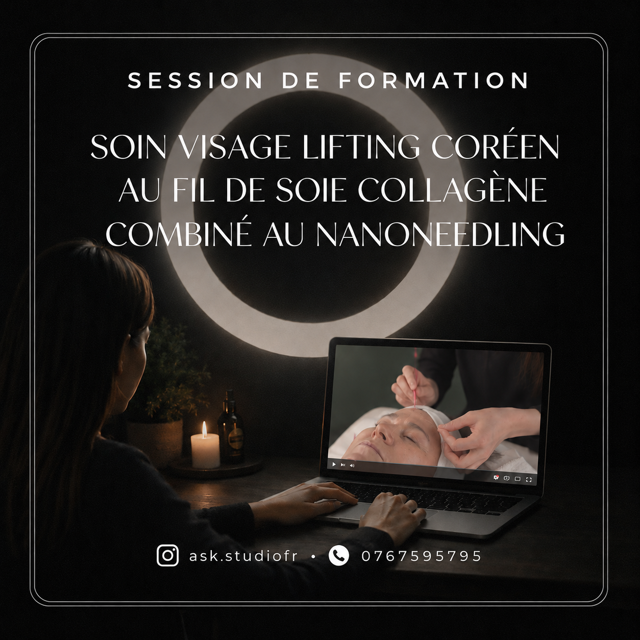Formation Double Pack Soin Visage Lifting Coréen au Fil de Soie Collagène combiné Nanoneedling 100% e-learning accompagné